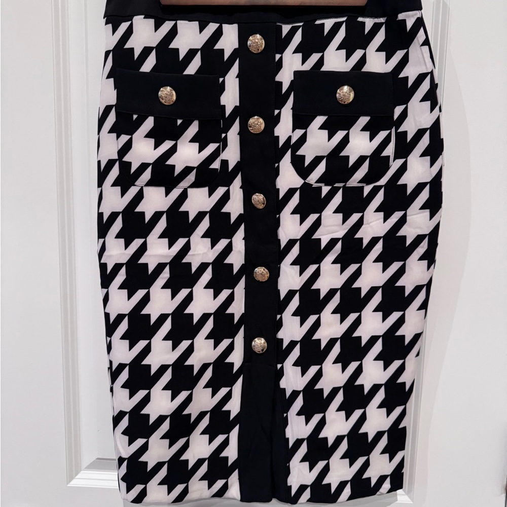 New York & Company Black and White Houndstooth Pencil Skirt